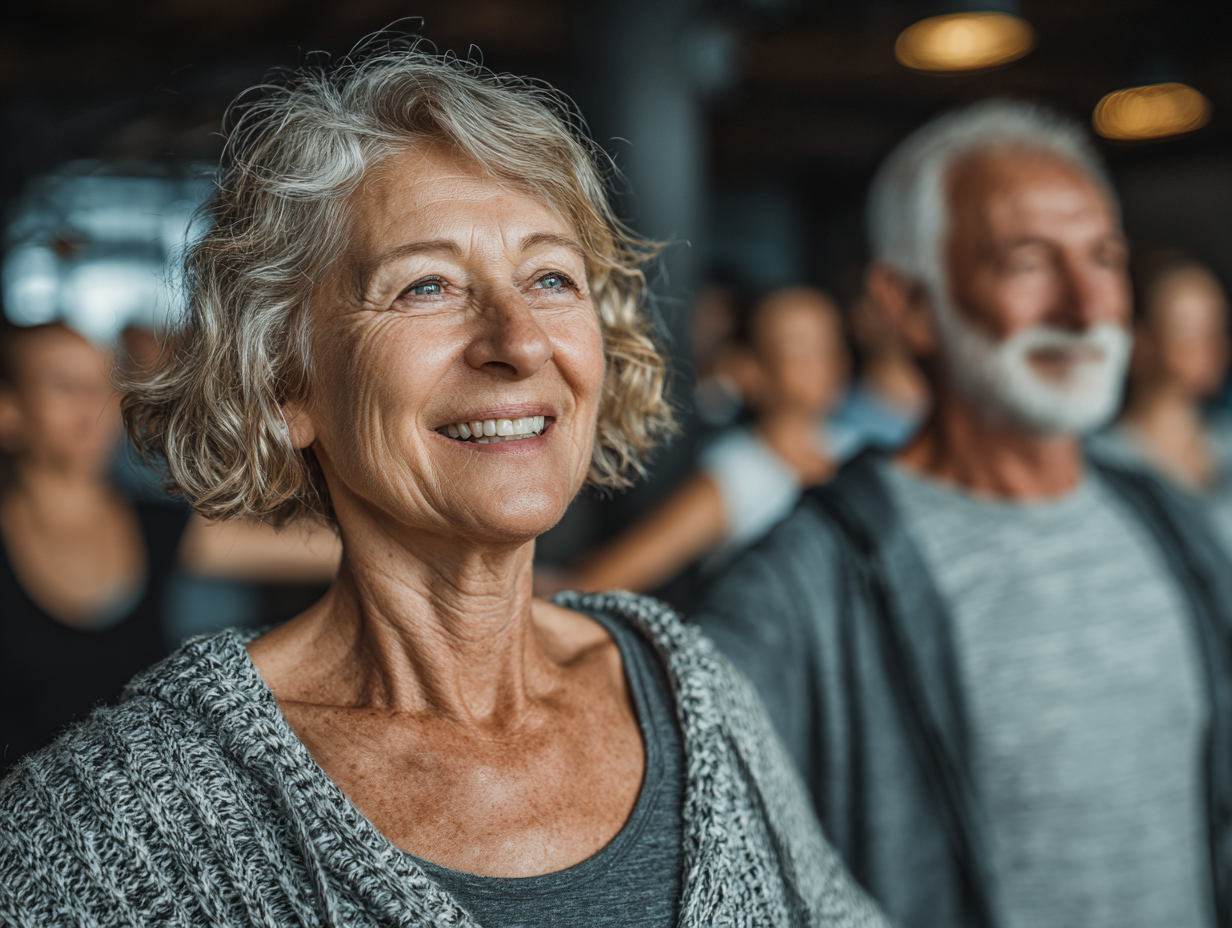 Grupa de seniori fericiți după antrenament